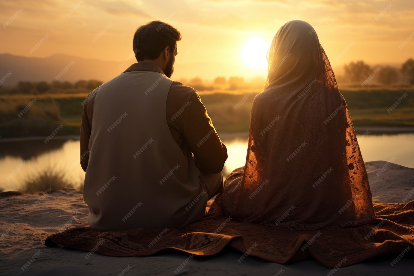 back view islamic couple spending time together 23 2151064038