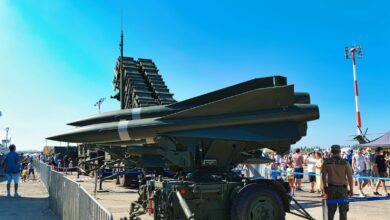 Military missile launcher on display outdoors