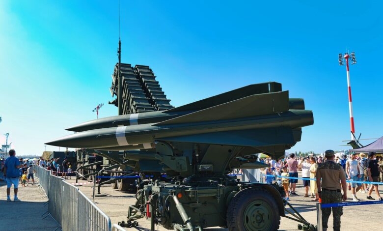 Military missile launcher on display outdoors